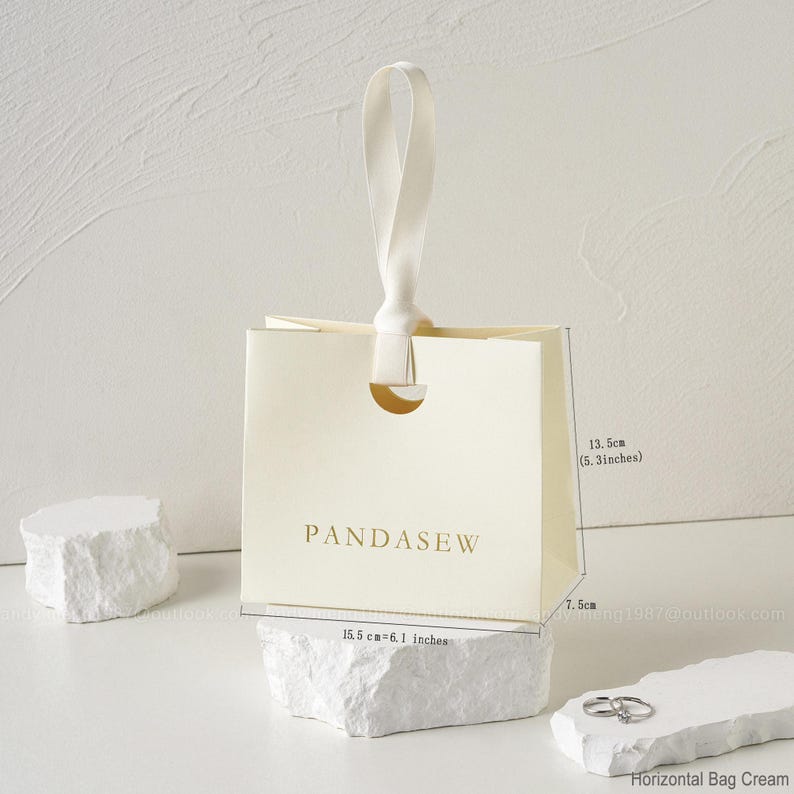 cream paper gift bags, small paper bag 13x15cm, horizontal style