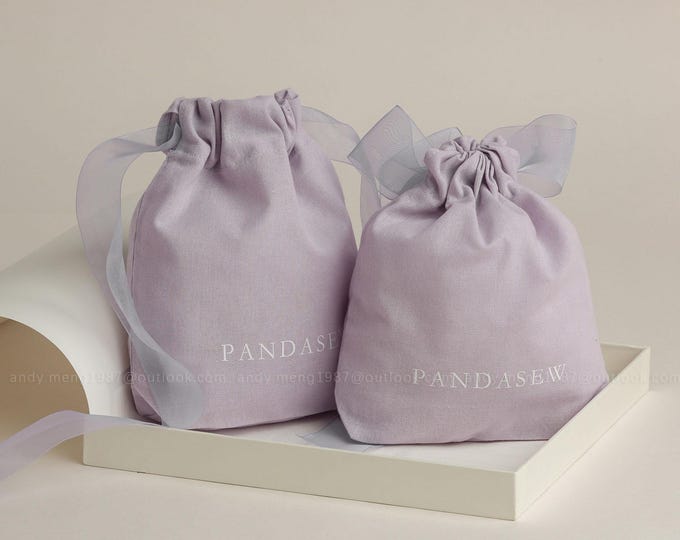 50pcs Multicolor Personalized Jewellery Packaging Bags, Perfume Packaging, Bath Bombs Custom Drawstring Flat Bottom Cotton Pouch