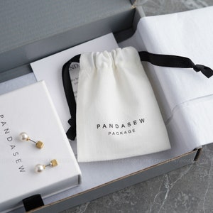 50stk Fischgrät Köper Baumwollbeutel Schmuck Paket Tasche benutzerdefinierte Handtasche Staubbeutel mit Logo bedruckt Schmuck Verpackungstasche