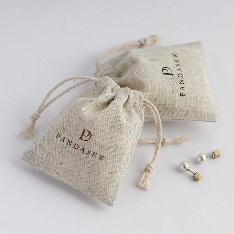 50 Custom Linen Drawstring Bag Personalized Drawstring Pouch Etsy