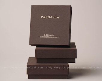 50pcs 9x9x3cm customized branding coffee brown jewelry box with logo, including foam