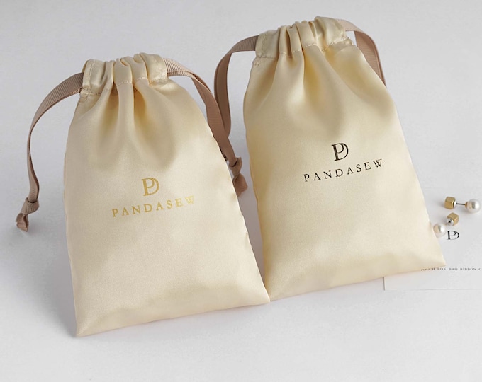 100pcs apricot satin drawstring bags, custom hair packaging, clothing &shoes packaging, Jewellery package, candle soap package supplier