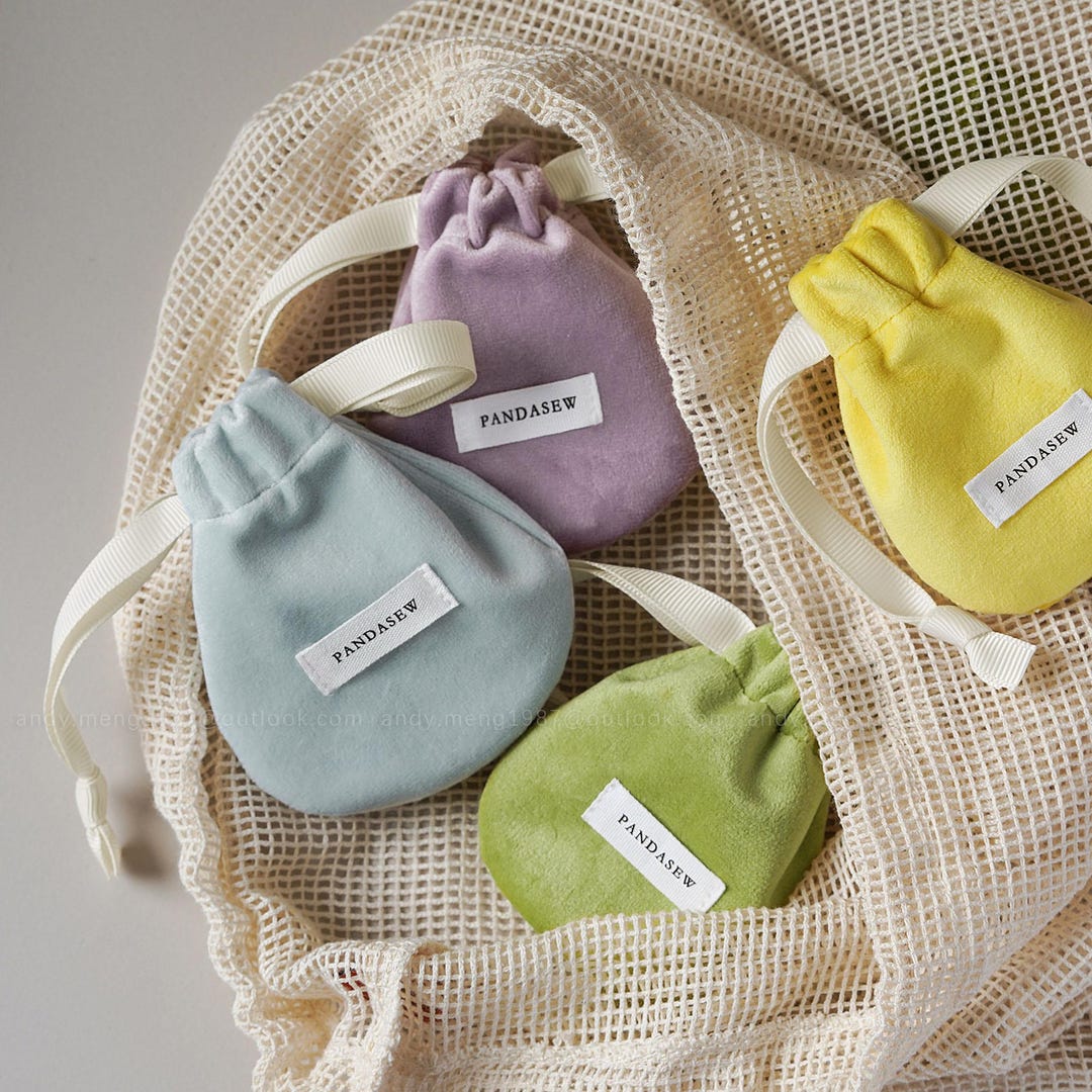 Thick Drawstrings 50 Personalized Thick Velvet Drawstring Bags With Label: Custom Logo ...