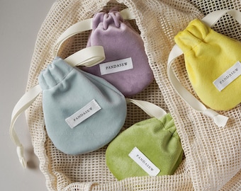 50 Personalized Thick Velvet Drawstring Bags With Label: Custom Logo Jewelry Packaging Pouch