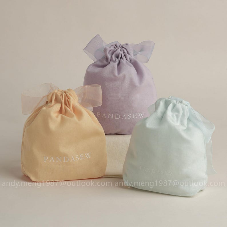 50pcs Personalized Cotton Drawstring Favor Bags With Flat Bottom ...