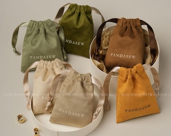 100 Ultra-Soft Double-sided Imitation sheepskin fabric Gift Jewlery Packaging Bag with Custom Logo