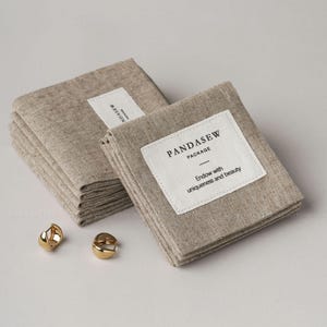 100 Custom Logo Linen Drawstring Bags with cotton canvas label: Jewelry, Gift Packaging image 8
