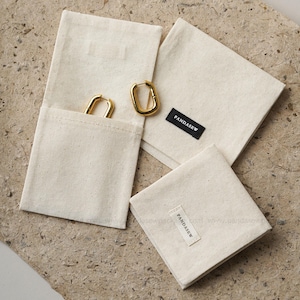 Eco-friendly Natural Cotton Jewelry Pouches by Pandasew-Perfect for Storing Gold-toned Earrings