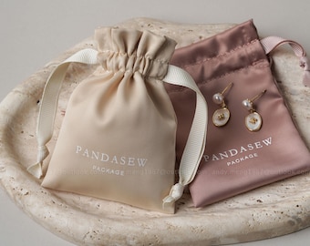 100pcs Dense silk satin cloth drawstring pouch customized jewelry pouch branded gift bags