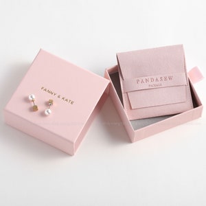 50pcs Pink Paper Box Custom Jewelry Box Personalized Logo Packaging Box ...