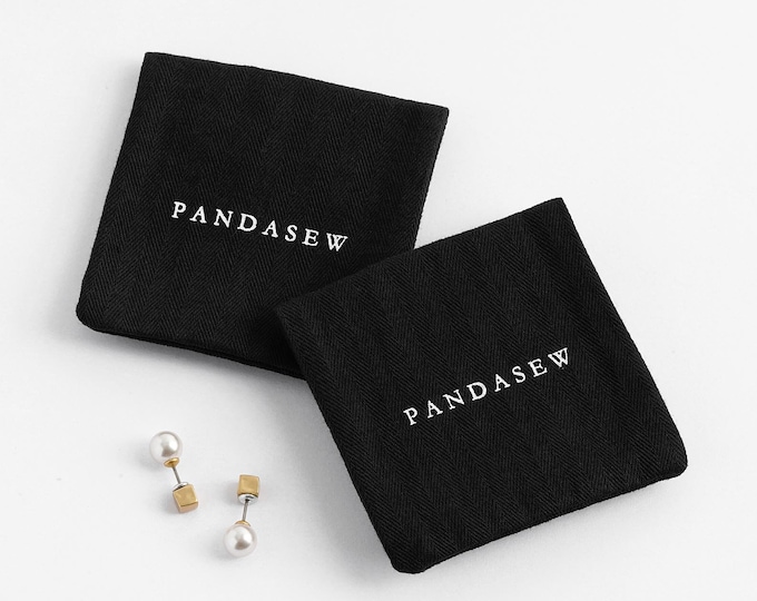 50pcs herringbone twill cotton pouch Envelope Flap Package Bag custom jewelry package pouch with your Logo printed