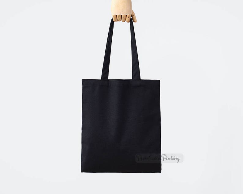 black cotton canvas tote bag