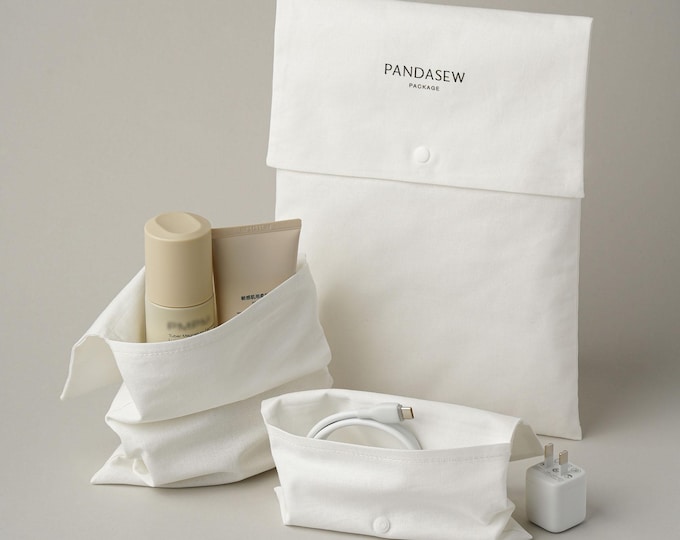 100pcs Custom Logo Snap Button Cotton Bag Envelope Style Gift Packaging
