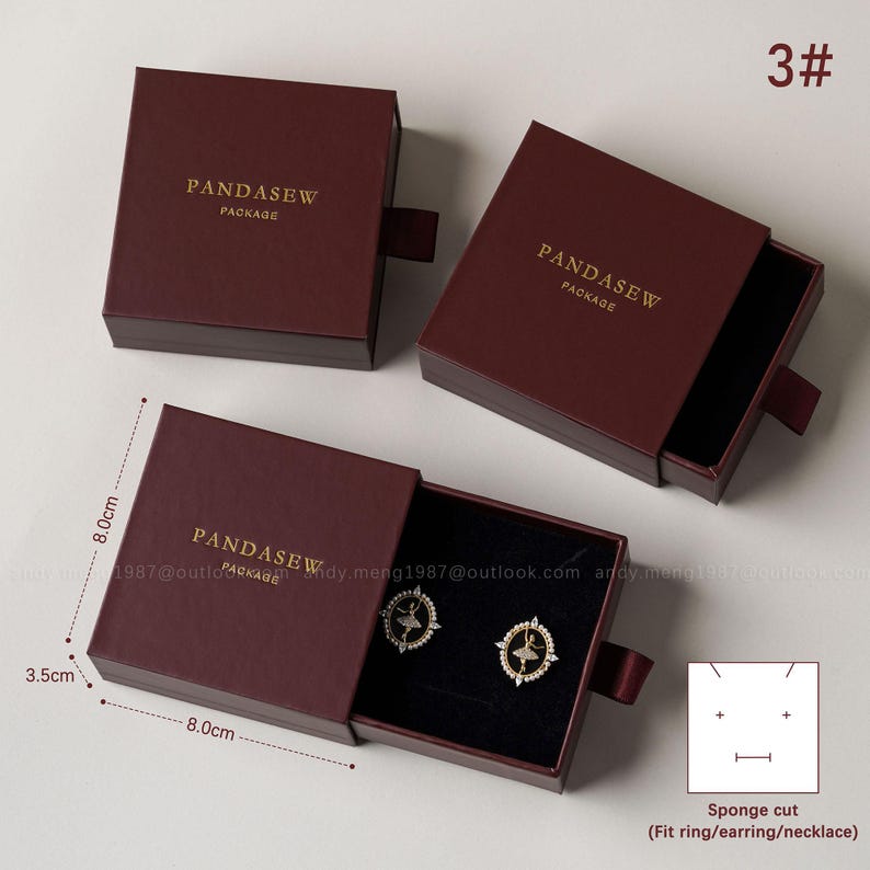 Custom Logo Jewelry Packaging Boxes, 50 pcs Drawer Paper Boxes With Sponge, Pouch Option image 12