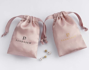 100pcs satin personalized logo print custom drawstring dust bags package bags hair packaging wedding favor bags wholesale product package