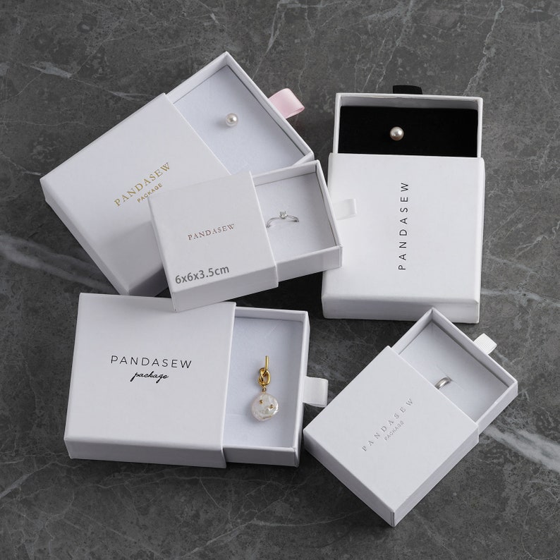 50pcs White Paper box custom jewelry box personalized logo packaging box necklace earrings package bulk drawer cardboard box Drawer 6*6*3.5 cm