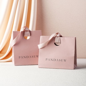 Rose gray paper gift bags, small paper bag 13x15cm with removable ribbon tote