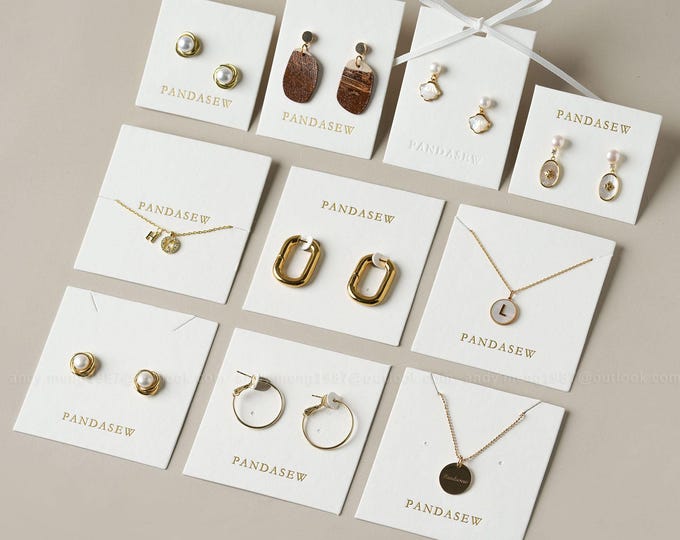 100pcs PandaSew Jewelry Package Earring Cards 600g Custom Logo Necklace Hanging Packaging Paper Tags Jewelry Cards