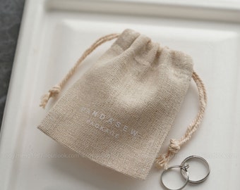 50pcs organic Linen bags Custom Logo Printed breathable Soap packaging candle package branded printing eco and natural fabric bags