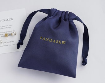 100pcs navy blue satin drawstring bags custom dust bags Jewelry package pouch personalized your logo printed bulk product package supply