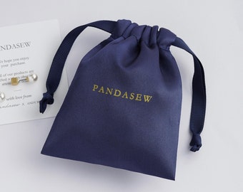 100pcs navy blue custom drawstring bags, satin dust bags, personalized clothing & shoe bags, logo printed gift bag, Jewelry package pouch