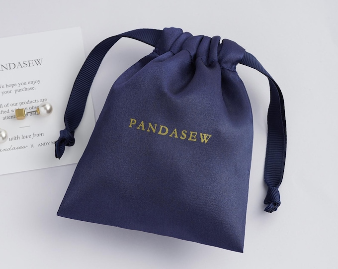 100pcs navy blue custom drawstring bags, satin dust bags, personalized clothing & shoe bags, logo printed gift bag, Jewelry package pouch