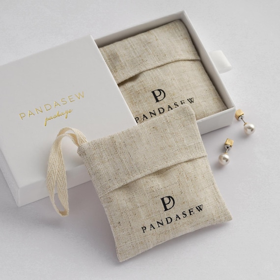 50 Personalized Linen Bags Fabric Bags Custom Logo Printed Jewelry