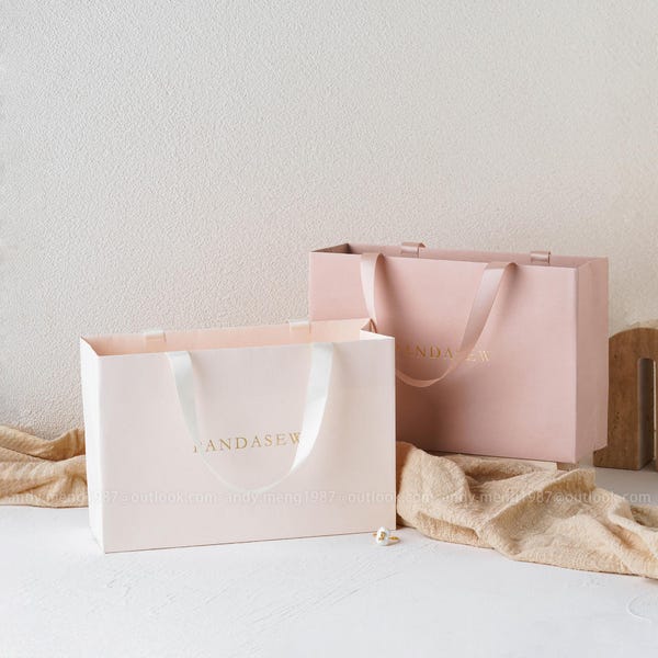 50 bolsas de papel kraft B2S A3S A4S B4S con asas de cinta - Bolsas con logotipo personalizado