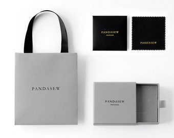 50 sets paper bag with box and polishing cloth, gray jewelry package