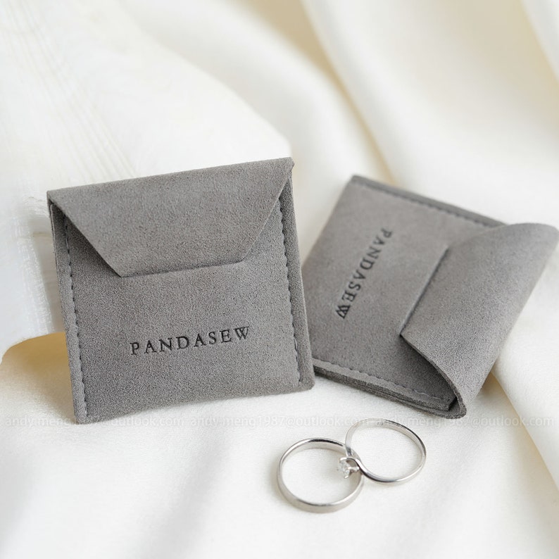 grey ring pouch in 14 mm thickness microfiber luxury fabric