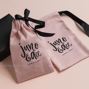 50 jewelry packaging bags personalized logo print drawstring bags custom pouches chic wedding favor bags pink flannel bags for earrings