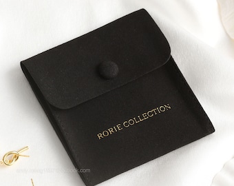 50pcs Personalized Debossed Jewelry Pouch: Custom Logo Microfiber Snap Bag