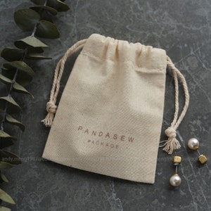 50 sacs à bijoux personnalisés avec cordon de serrage en coton pochette à bijoux LOGO personnalisé nom promotion soins de la peau emballage cadeau sacs cadeaux