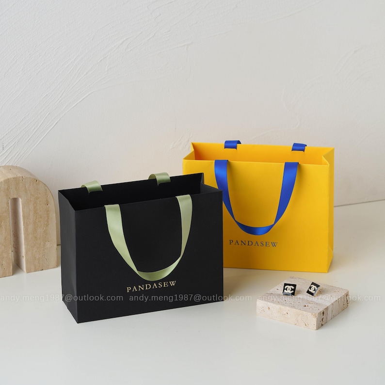 Sacs en papier kraft avec logo personnalisé avec poignées en ruban - 50 B2S A3S A4S B4S image 14