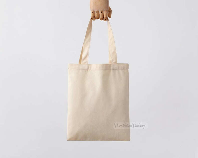 beige color cotton canvas shopping bag