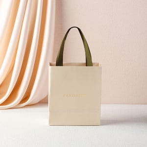 50pcs A1S B1S Custom Paper Bag with Logo Removable Ribbon Personalized Custom Gift Bags Tote Bag Mini Shopping Bag