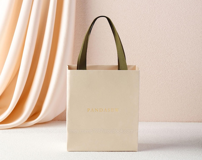 50pcs A1S B1S Custom Paper Bag with Logo Removable Ribbon Personalized Custom Gift Bags Tote Bag Mini Shopping Bag