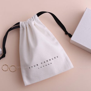 50pcs custom jewelry packaging pouch Cotton canvas bags personalized logo with ribbon bag chic small pouch jewellery packaging PandaSew image 5