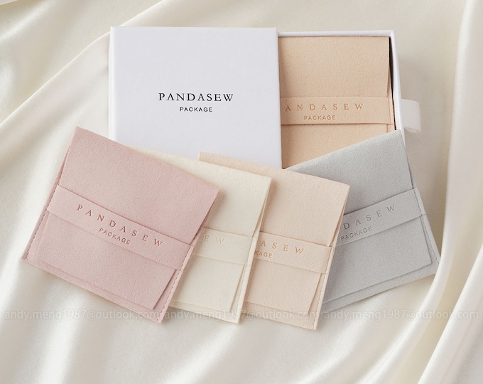 50pcs Microfiber custom jewelry packaging with logo, banner pouch to store necklace and bracelet, high quality jewelry pouch debossing logo