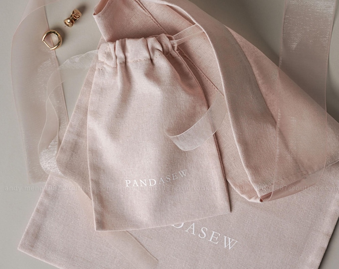 100pcs Jewelry Bag Custom Drawstring Cotton Pouch Dust Bag Personalized LOGO Name soap candle Sachet Cosmetic Gift Packaging Present Bags