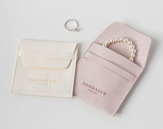 50pcs 08 Microfiber custom jewelry package with logo, thin banner pouch to store necklace and bracelet, high-quality jewelry bag print logo