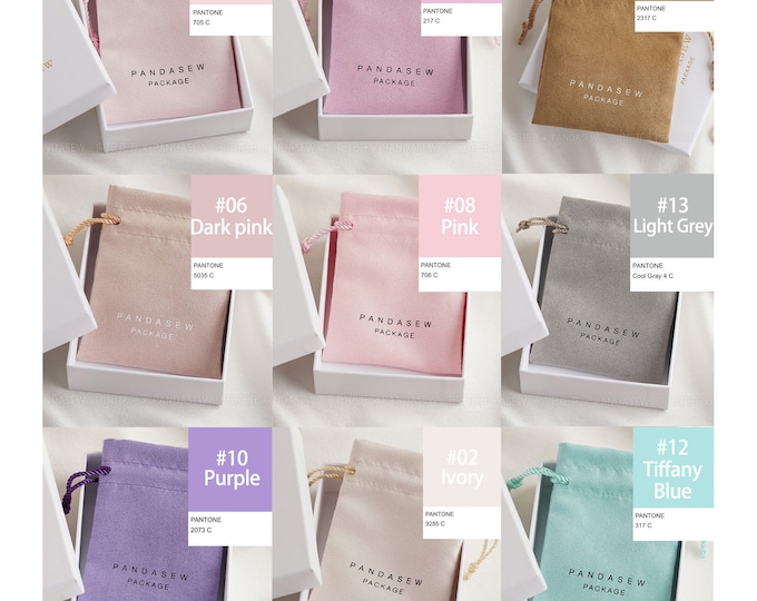 100pcs custom Suede bags logo print drawstring bags custom Jewellery package bag Jewelry bags velvet  pouch necklace bags wholesale