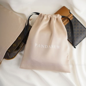 dense thick silk satin bag with printed logo, purse package bag