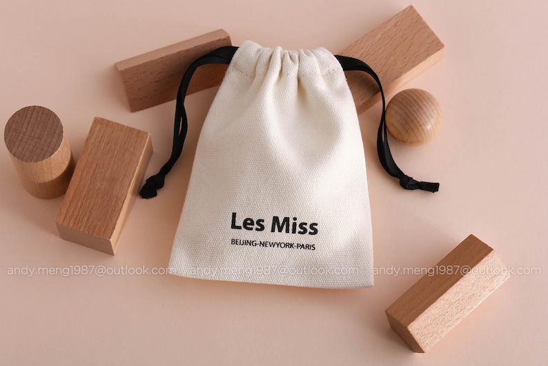 wedding favor ribbon drawstring cotton bag
