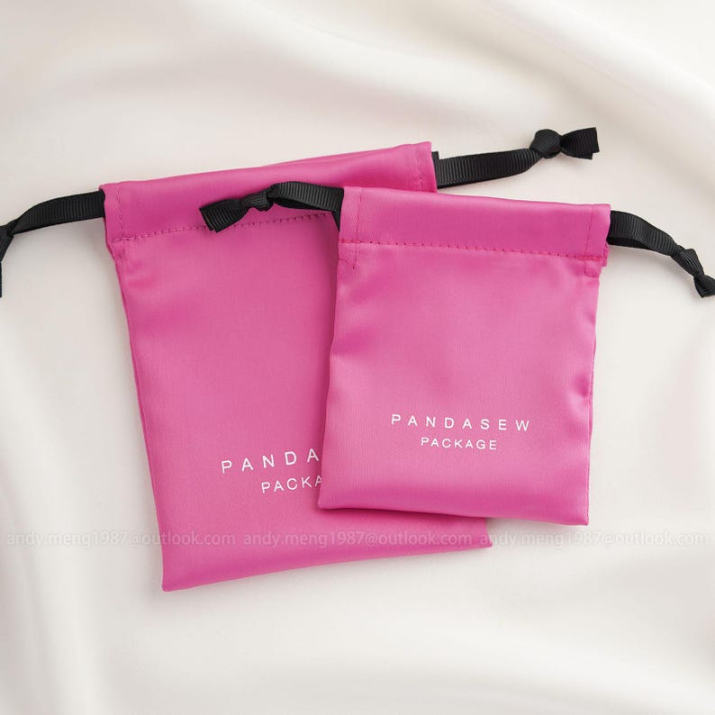 50pcs Dense silk satin textile drawstring bag custom pouch branded gift bags rose Red