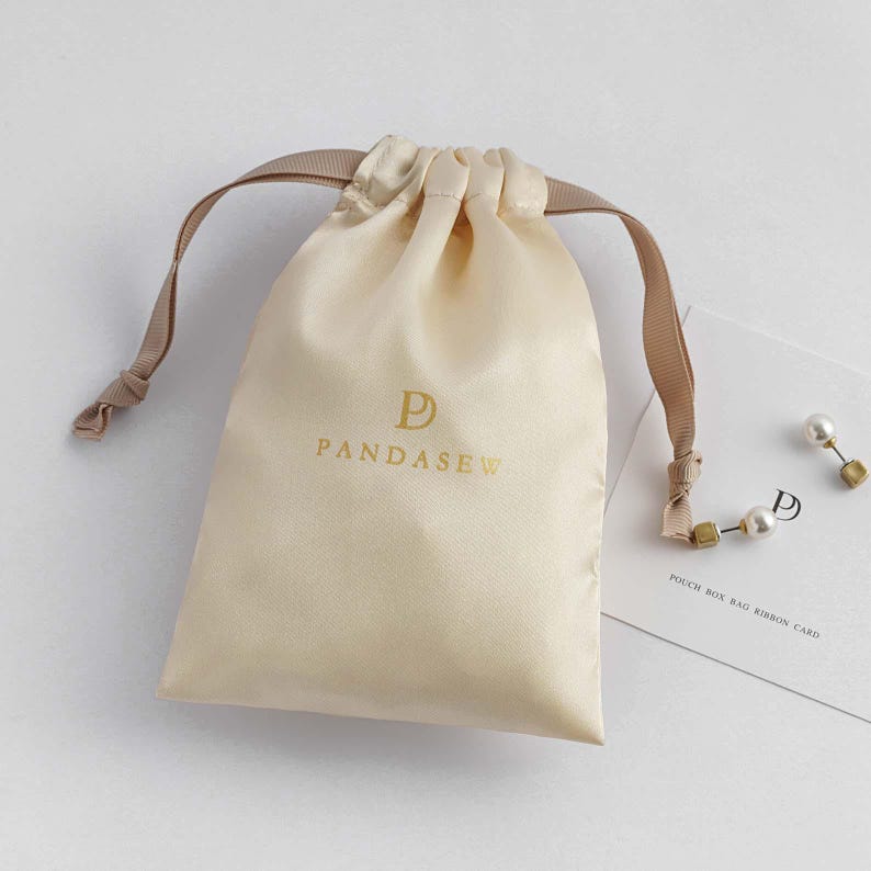 100pcs Satin drawstring bags custom dust bags Jewelry package pouch Apricot