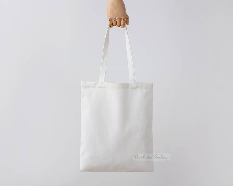 branding white cotton canvas tote bag