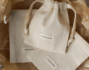 50 Jewelry Bag Custom Drawstring Cotton Bag Jewelry Pouch Personalized LOGO Name soap candle Sachet Cosmetic Gift Packaging Present Bags