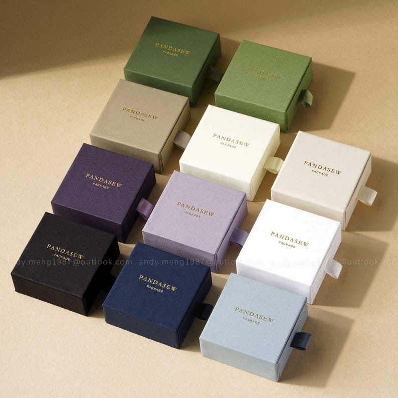 Custom Logo Jewelry Packaging Boxes, 50 pcs Drawer Paper Boxes With Sponge, Pouch Option image 13