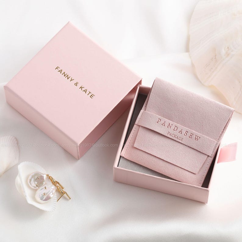 50pcs 9*9*3.5cm Paper box custom jewelry box with bag pouch personalized logo image 17